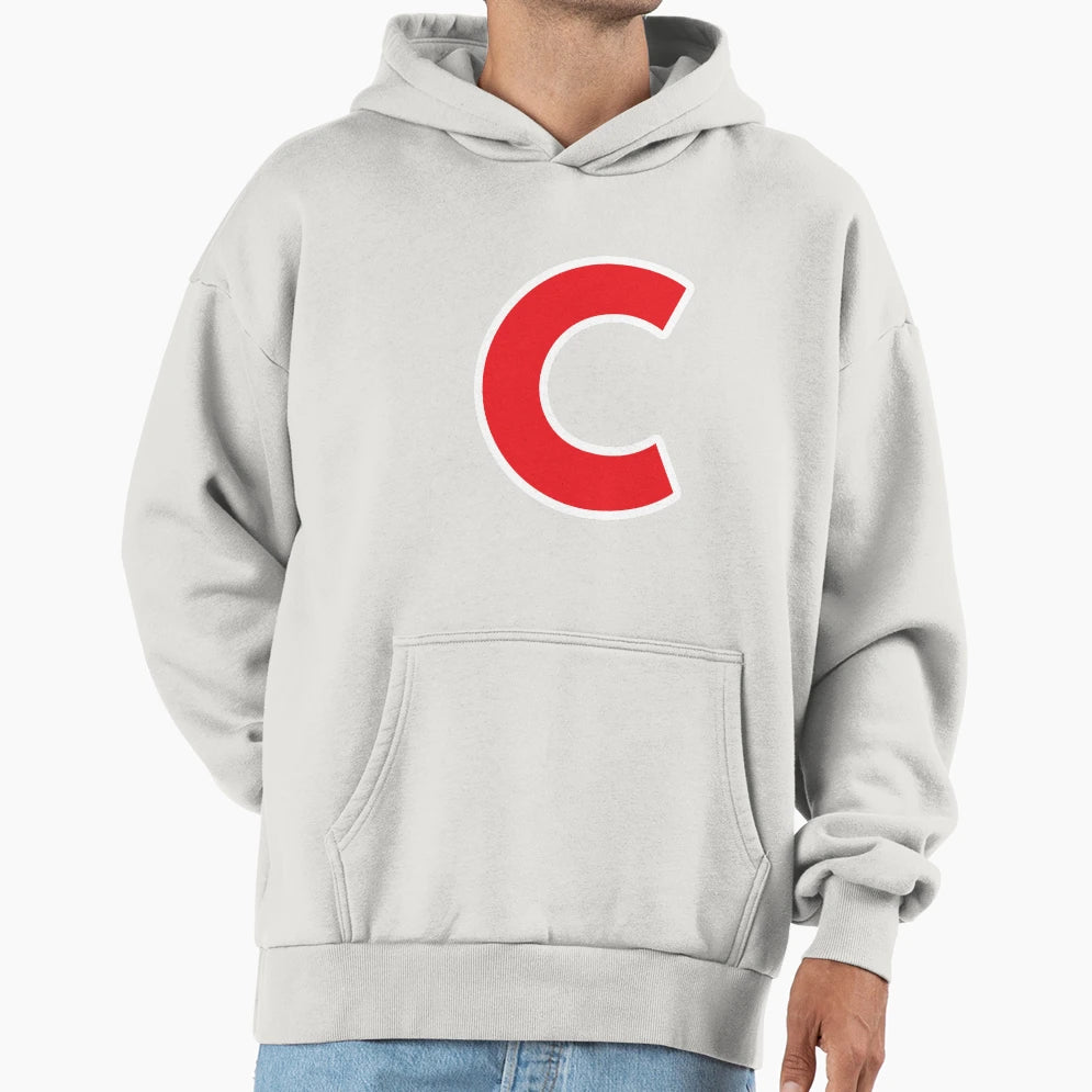 C Initial Letter C Red And White Hoodie - Trendy Graphic Unisex - T-Shirt, Sweatshirt, Hoodie