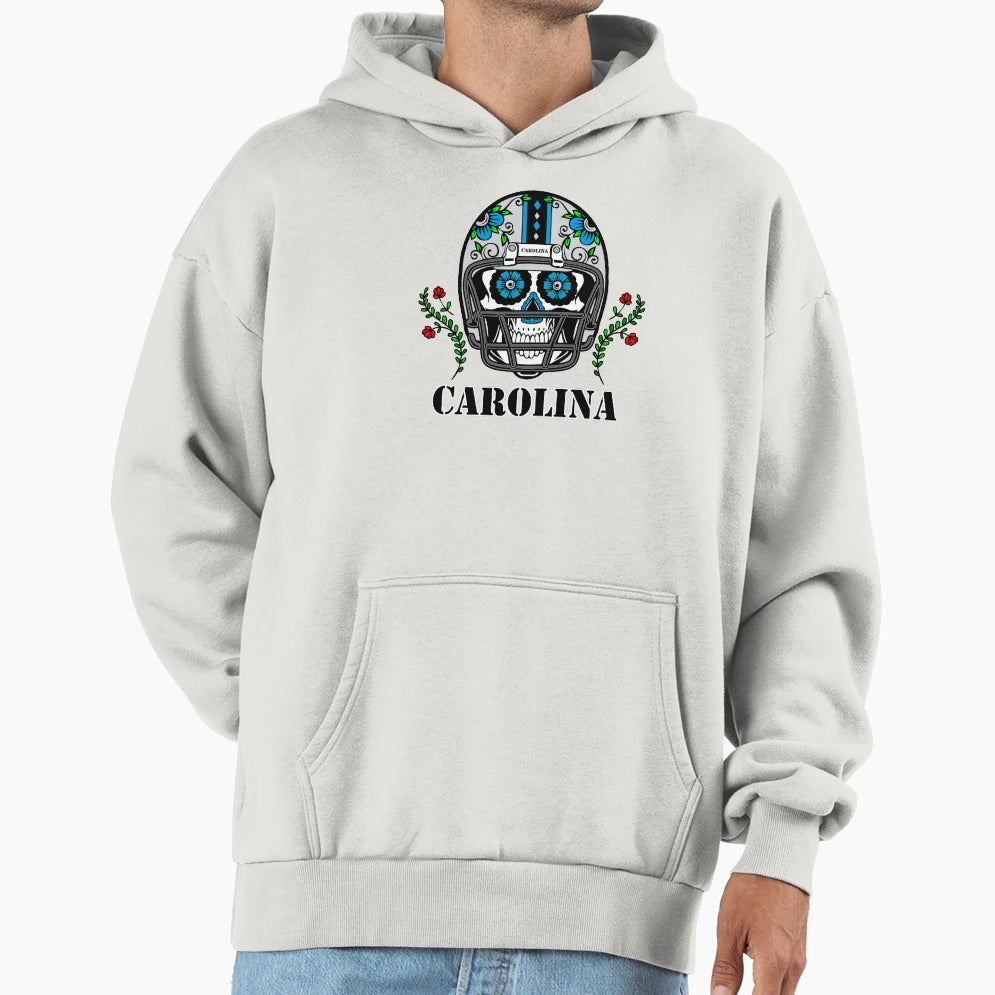 Carolina Football Helmet Sugar Skull Day Hoodie - Aesthetic Graphic Unisex - T-Shirt, Sweatshirt, Hoodie