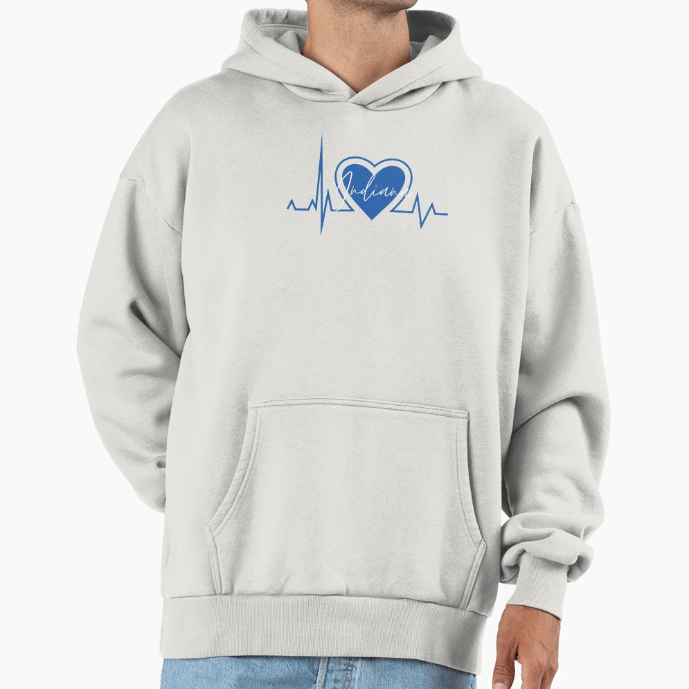 Indiana Hometown Heartbeat Blue Support Hoodie - Novelty Apparel Men Women - T-Shirt, Sweatshirt, Hoodie