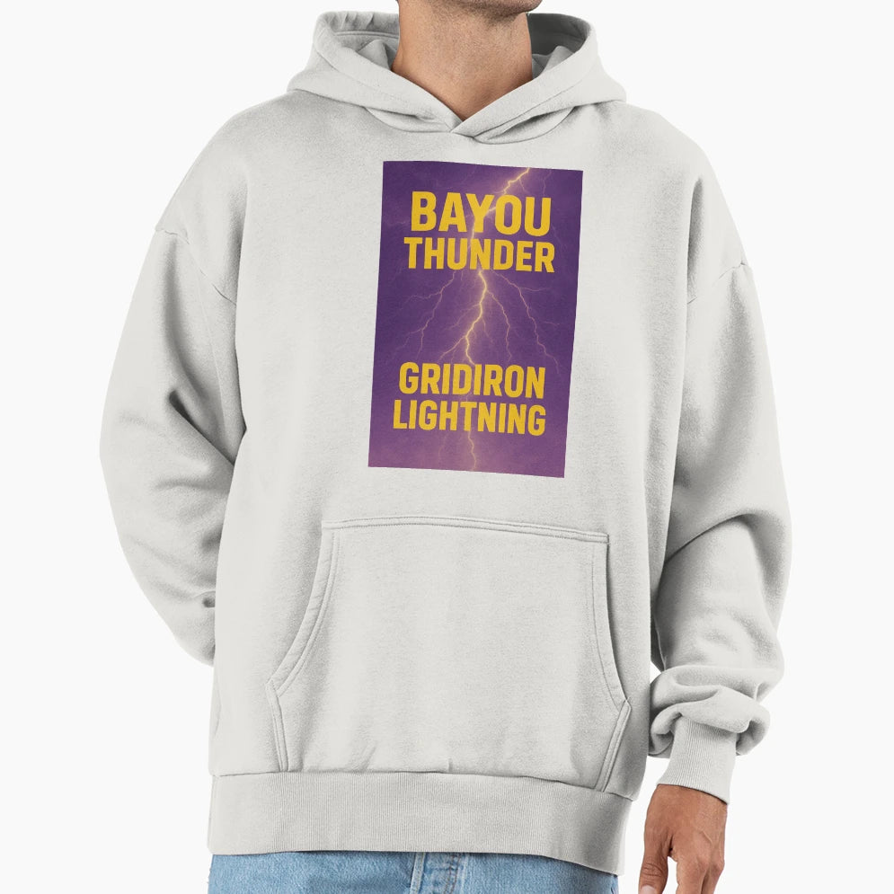 College Bayou Thunder Gridiron Lightning Hoodie - Novelty Apparel Men Women - T-Shirt, Sweatshirt, Hoodie