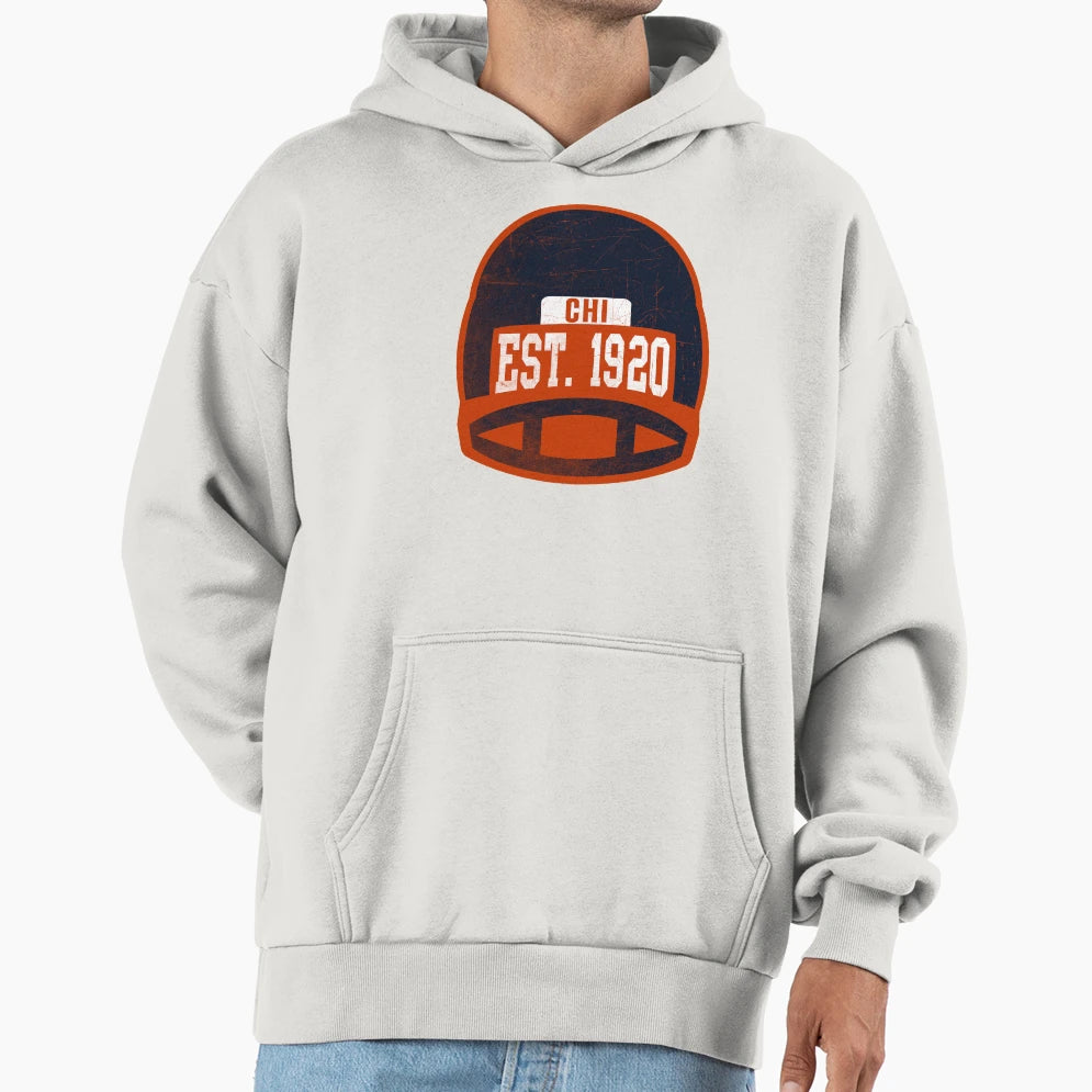 Chicago Throwback Football Helmet Hoodie - Novelty Apparel Men Women - T-Shirt, Sweatshirt, Hoodie