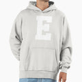 Alphabet White E Sports Letter E Hoodie - Aesthetic Graphic for Adults - T-Shirt, Sweatshirt, Hoodie