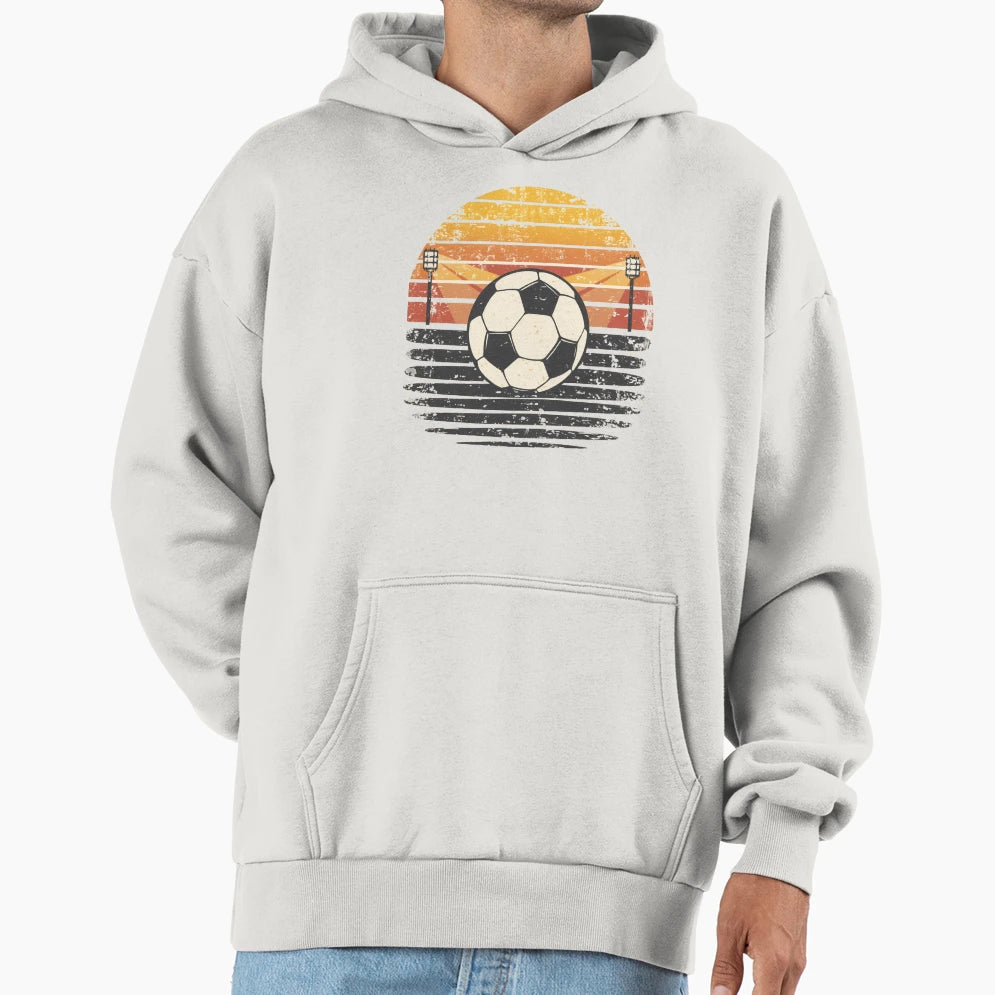 Soccer Stadium Vibe 1970S Football Ball Hoodie - Novelty Apparel Men Women - T-Shirt, Sweatshirt, Hoodie