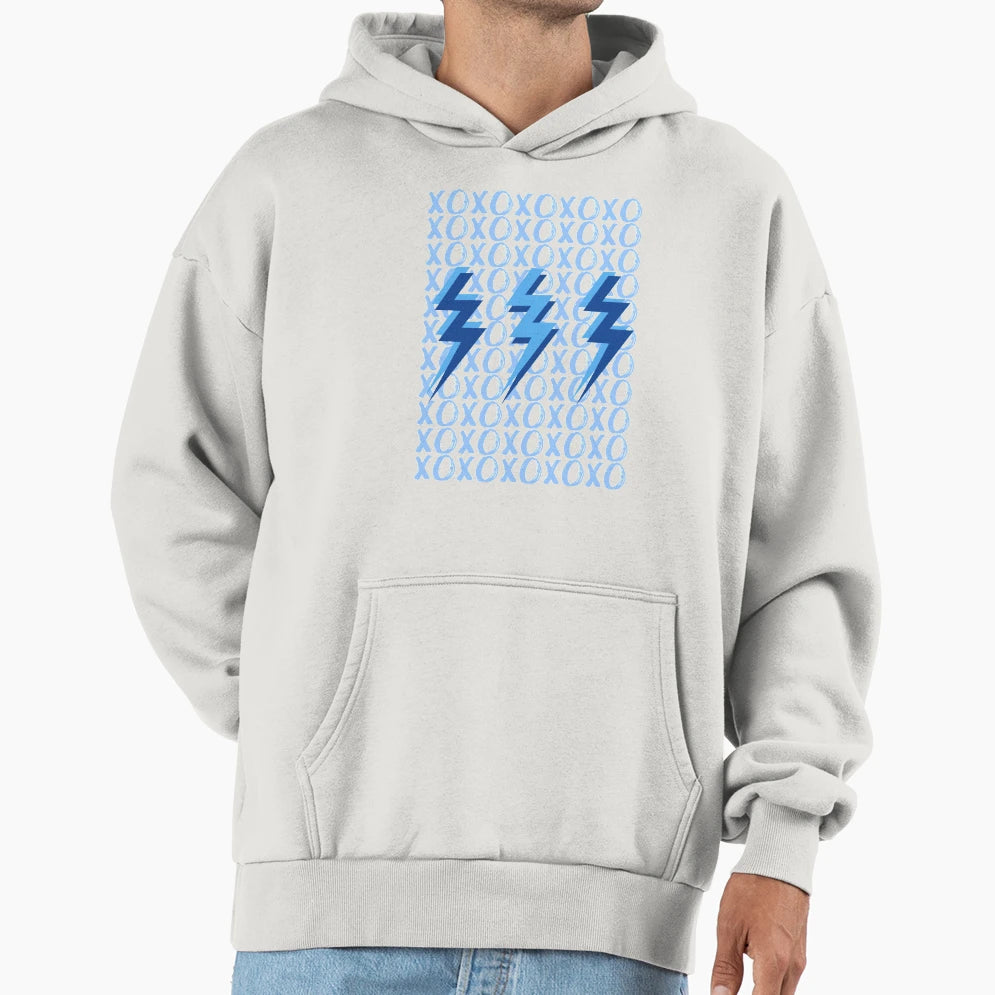 Xoxo Lightning Bolts Blue Hoodie - Graphic Print Unisex - T-Shirt, Sweatshirt, Hoodie