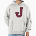 Alphabet Maroon J Sports Letter J Hoodie - Minimalist Print for Adults - T-Shirt, Sweatshirt, Hoodie