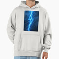 Electric Blue Lightning Bolt Raw Hoodie - Streetwear Style for Adults - T-Shirt, Sweatshirt, Hoodie