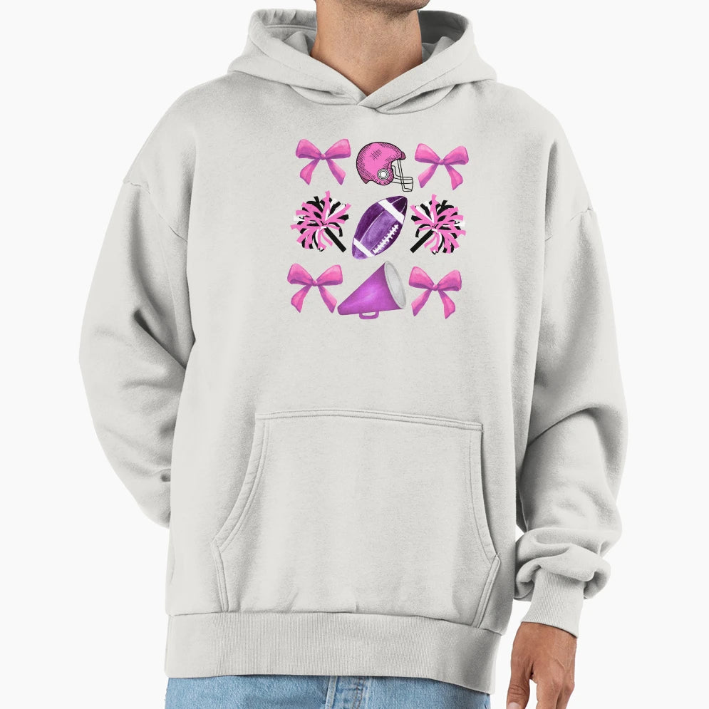 Cheer Football Purple Hoodie - Novelty Apparel Men Women - T-Shirt, Sweatshirt, Hoodie