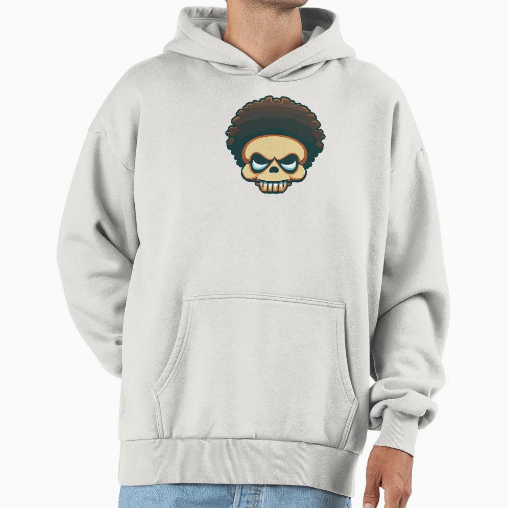 Skull Afro Hairstyle Hoodie - Aesthetic Graphic Unisex - T-Shirt, Sweatshirt, Hoodie