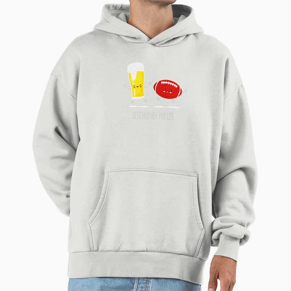 Beer And Football Best Friends Hoodie - Minimalist Print Unisex - T-Shirt, Sweatshirt, Hoodie