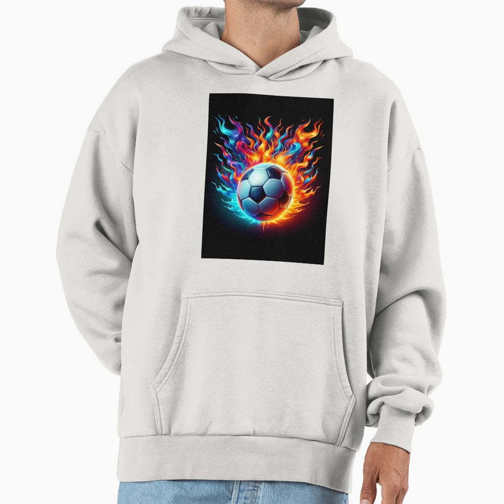 Burning Football Soccer Hoodie - Fun Novelty Design for Adults - T-Shirt, Sweatshirt, Hoodie
