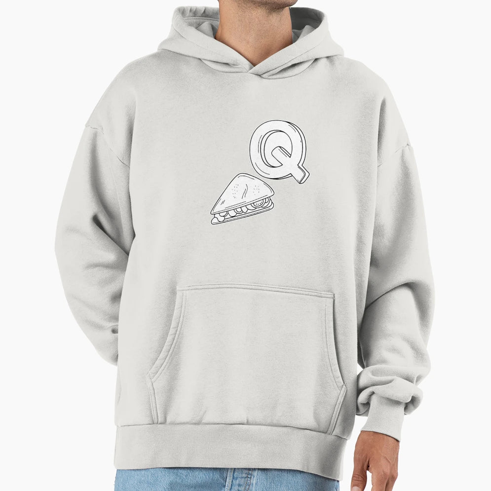 Illustration Letter Q Stand Quesadilla Hoodie - Custom Art Print Unisex - T-Shirt, Sweatshirt, Hoodie