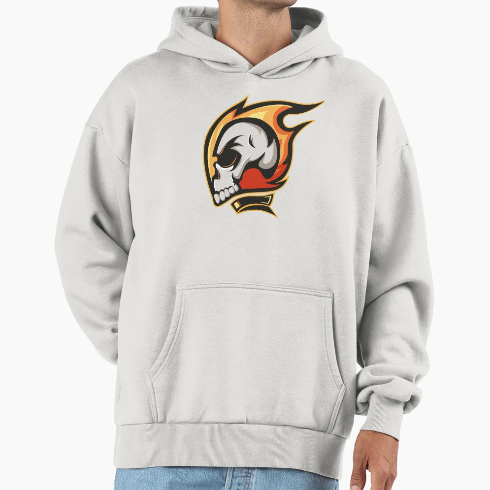 Skull Flames Hoodie - Custom Art Print Men Women - T-Shirt, Sweatshirt, Hoodie