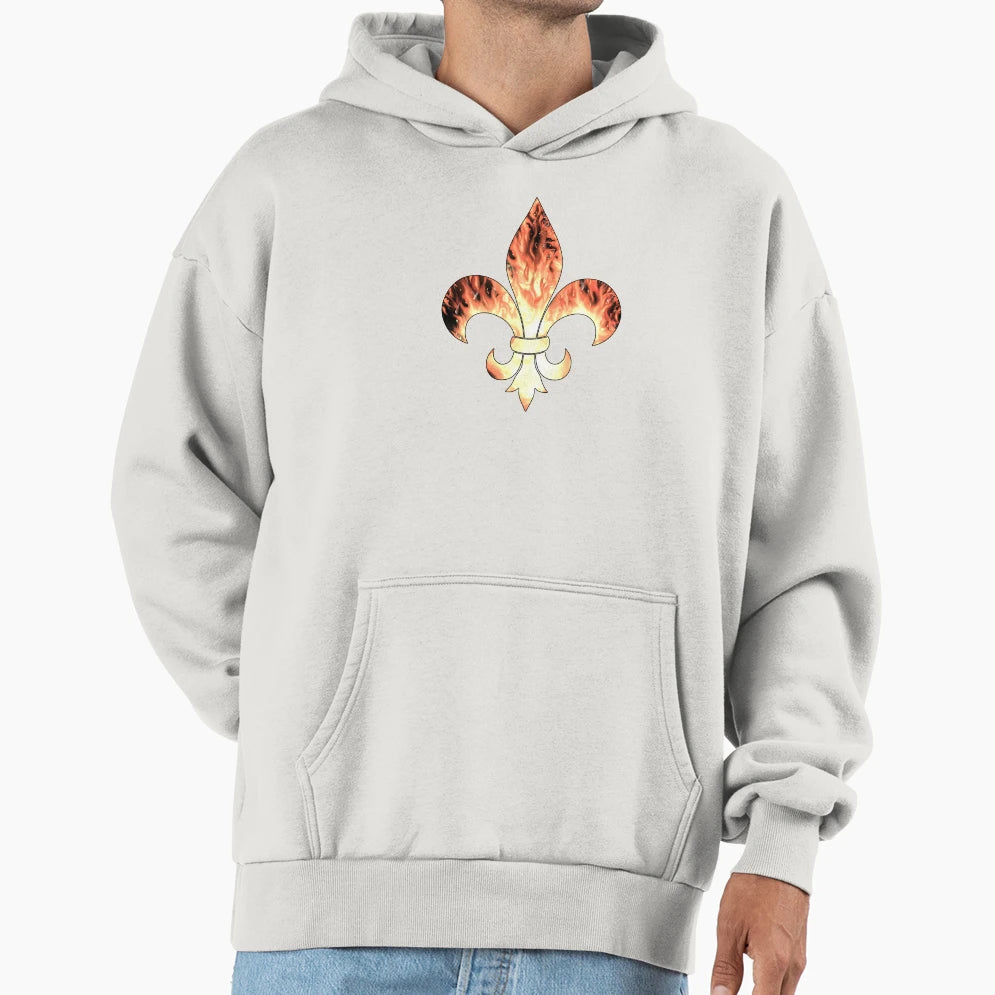 Flaming Fleur De Lis Hoodie - Casual Everyday Wear Men Women - T-Shirt, Sweatshirt, Hoodie