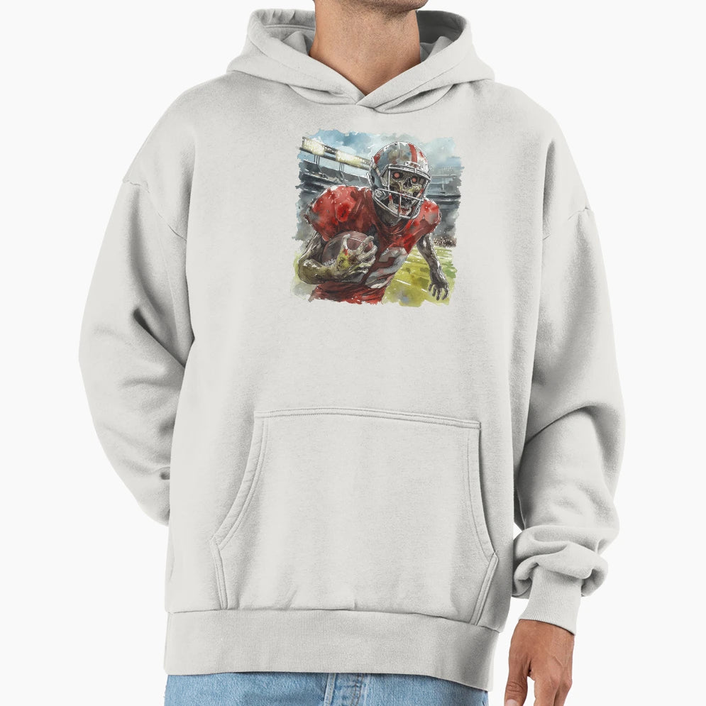 Zombie As American Football Player Hoodie - Custom Art Print Unisex - T-Shirt, Sweatshirt, Hoodie