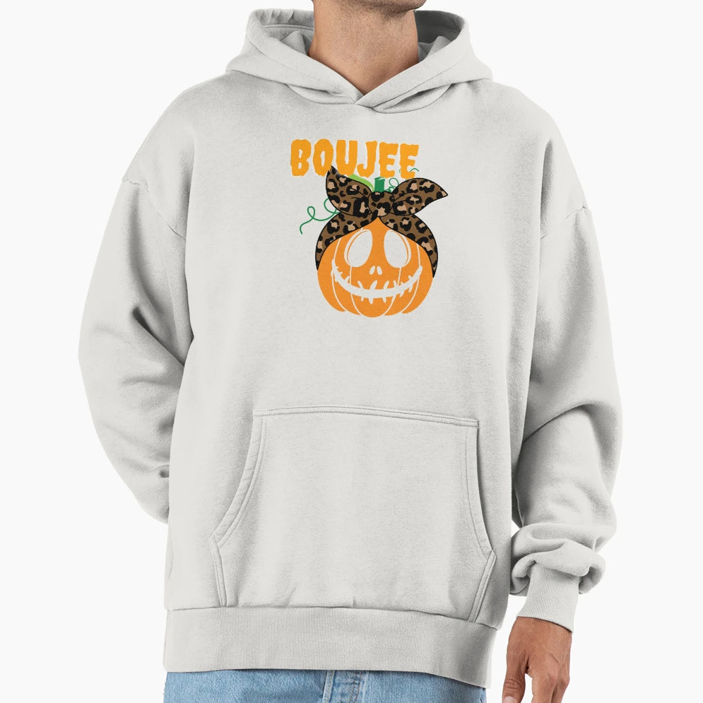Boujee Pumpkin Hoodie - Minimalist Print Men Women - T-Shirt, Sweatshirt, Hoodie