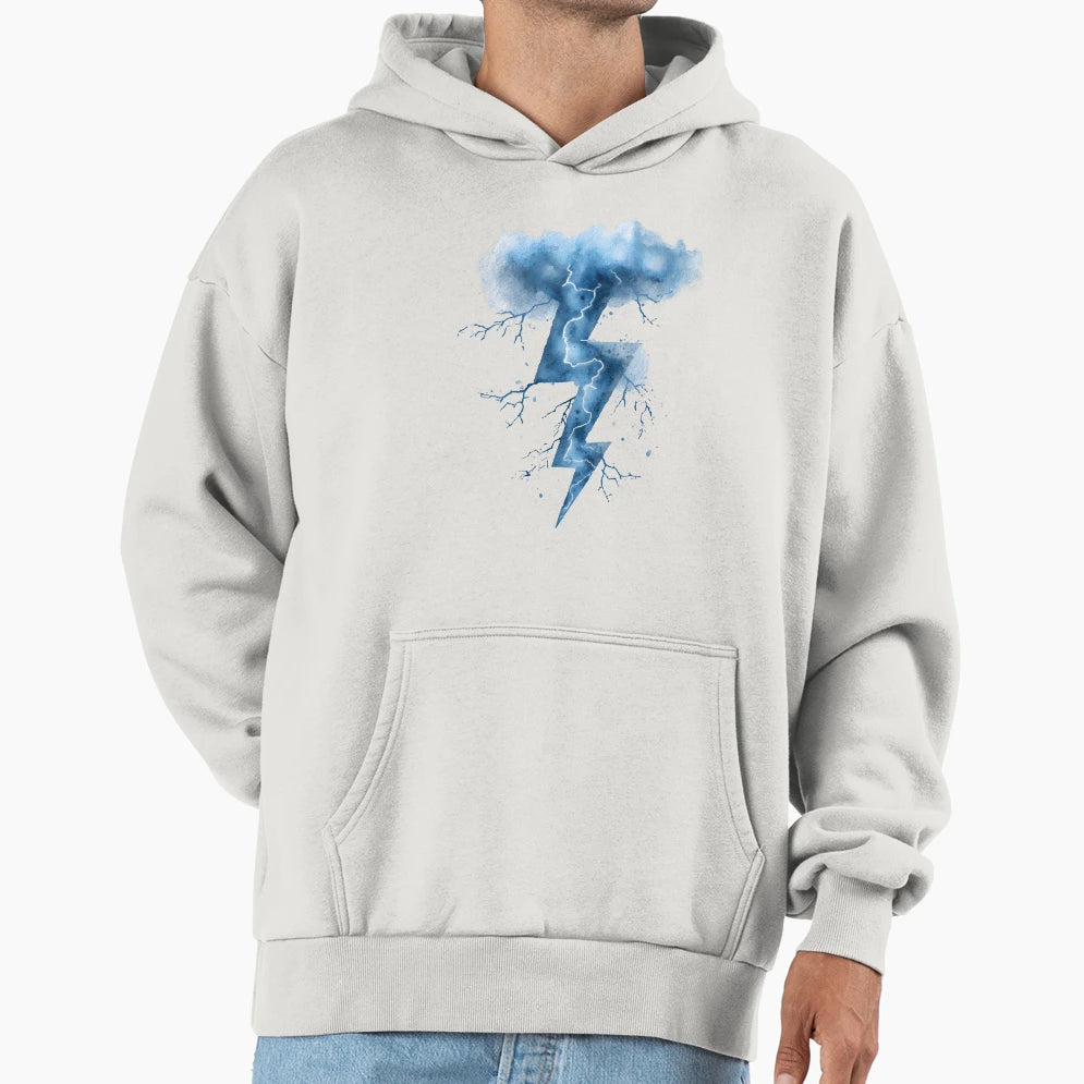 Blue Thunderstorm Lightning Bolt Hoodie - Casual Everyday Wear Unisex - T-Shirt, Sweatshirt, Hoodie