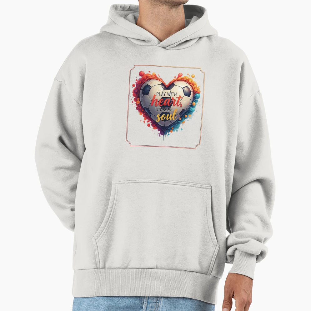 Heart Shaped Soccer Ball Bold Art Hoodie - Aesthetic Graphic Men Women - T-Shirt, Sweatshirt, Hoodie