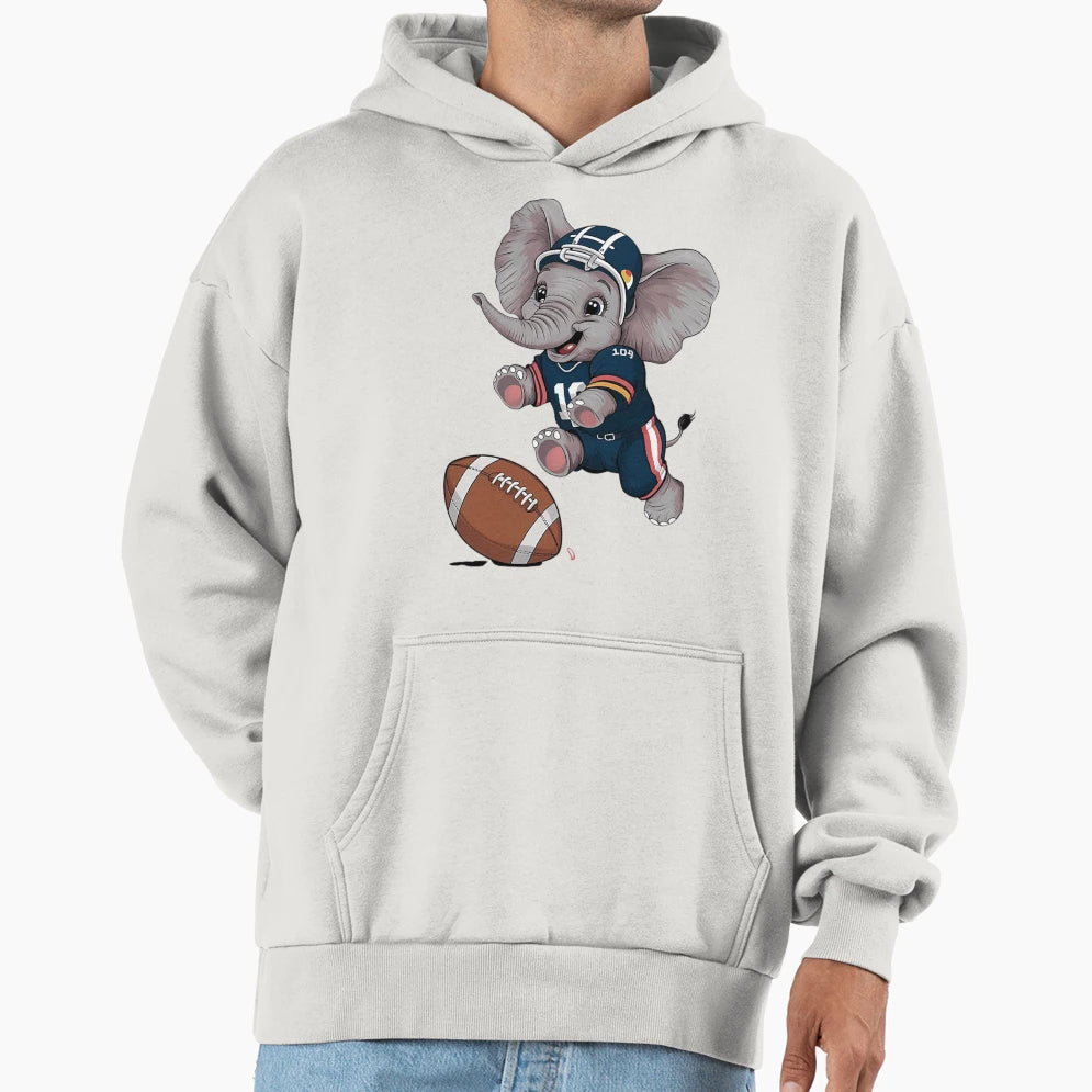 Elephant Football Player Hoodie - Custom Art Print for Adults - T-Shirt, Sweatshirt, Hoodie