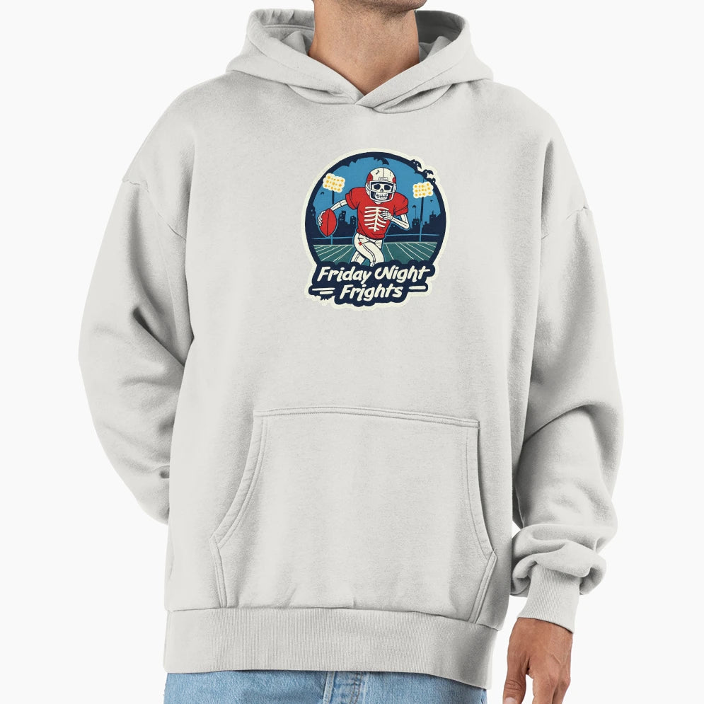 Friday Night Frights Skeleton Football Hoodie - Minimalist Print Men Women - T-Shirt, Sweatshirt, Hoodie