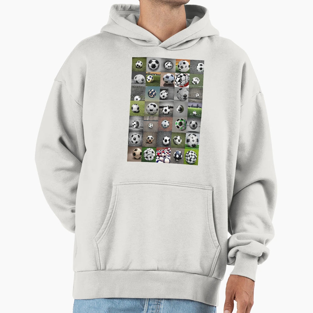 Soccer Ball Collage Ai Generated Hoodie - Novelty Apparel Unisex - T-Shirt, Sweatshirt, Hoodie
