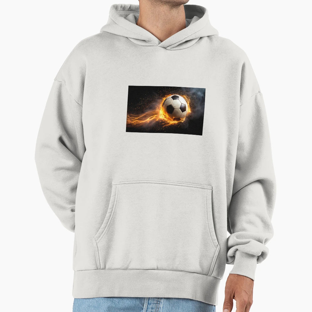 Soccer Ball Fire Effect And Sparks Hoodie - Minimalist Print for Adults - T-Shirt, Sweatshirt, Hoodie