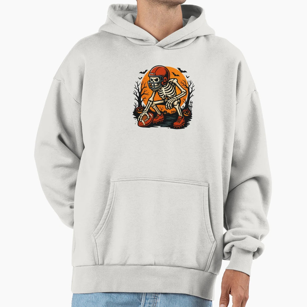 Lineman Skeleton Halloween Football Hoodie - Minimalist Print for Adults - T-Shirt, Sweatshirt, Hoodie