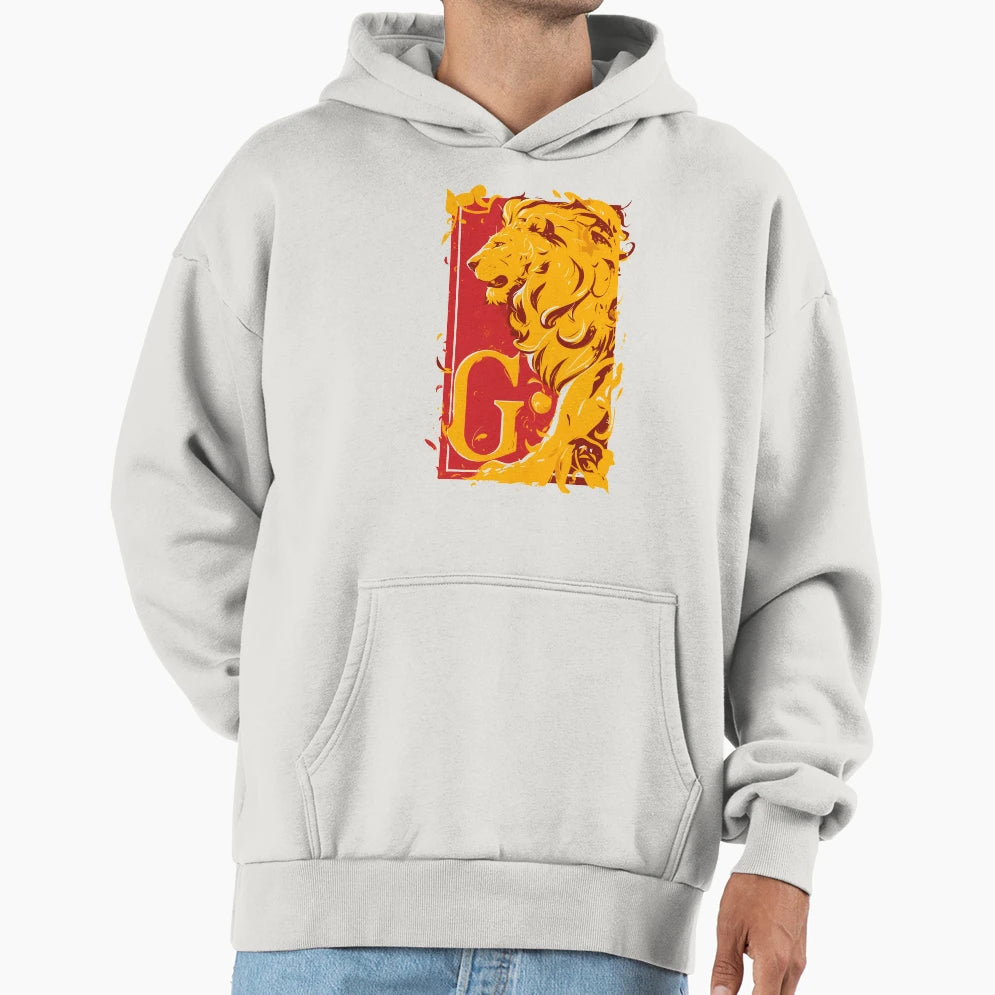 Lion Profile And Letter G Red Backdrop Hoodie - Streetwear Style Men Women - T-Shirt, Sweatshirt, Hoodie