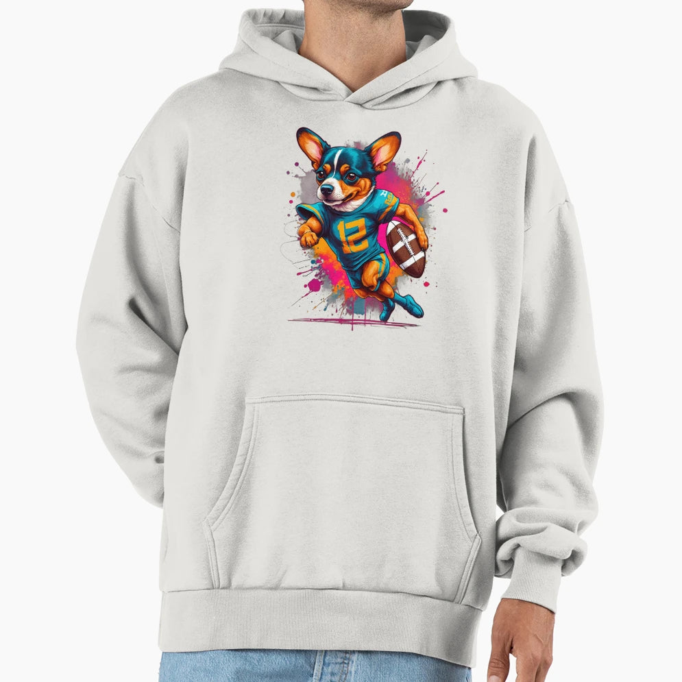 Chihuahua Corgi Dog Playing American Hoodie - Casual Everyday Wear Unisex - T-Shirt, Sweatshirt, Hoodie