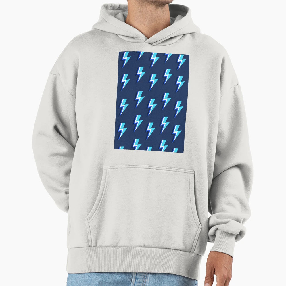 Blue Lightning Bolts Pattern Hoodie - Graphic Print Unisex - T-Shirt, Sweatshirt, Hoodie