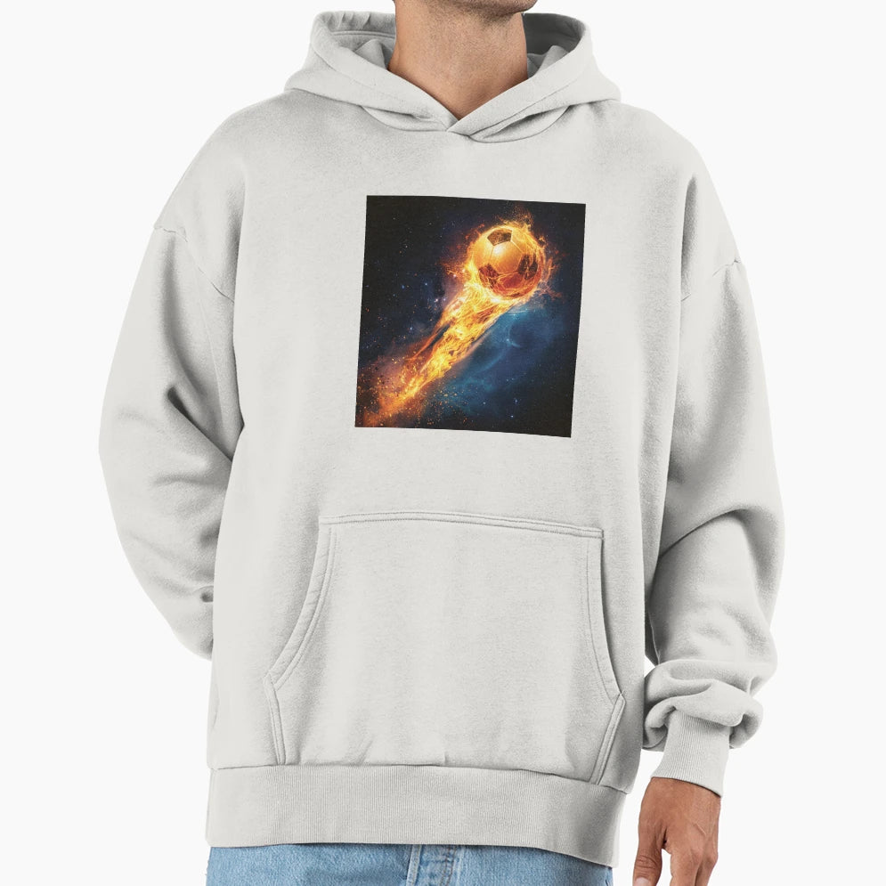 Blazing Celestial Goal Soccer Hoodie - Trendy Graphic for Adults - T-Shirt, Sweatshirt, Hoodie