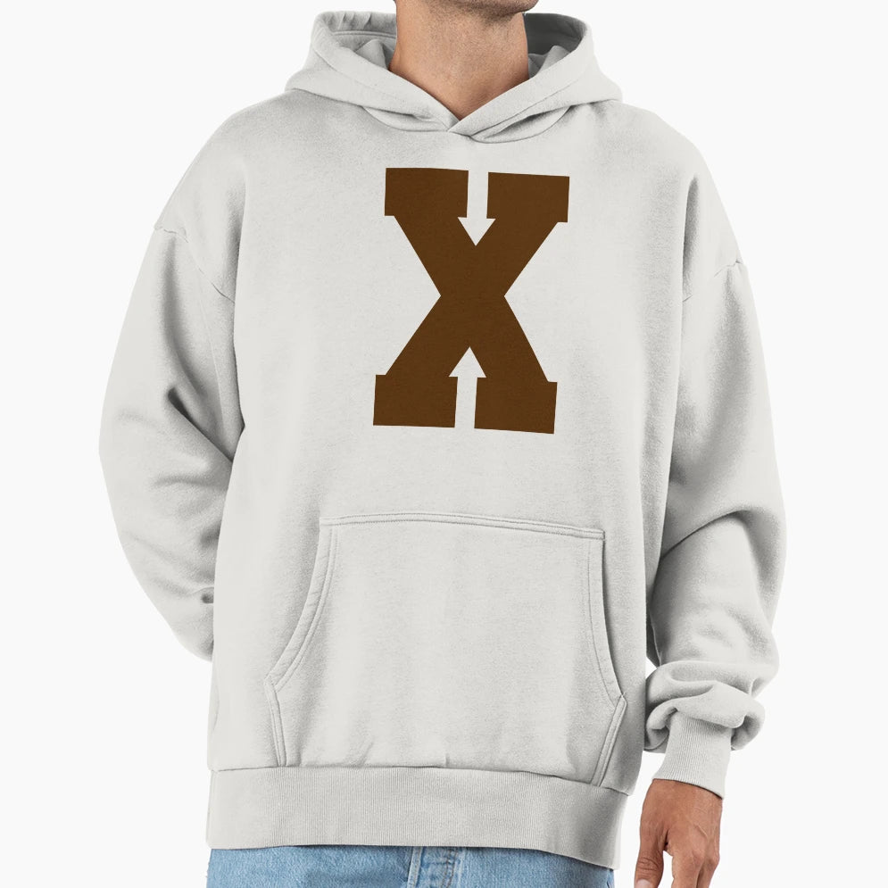 Alphabet Brown X Sports Letter X Hoodie - Unique Graphic for Adults - T-Shirt, Sweatshirt, Hoodie