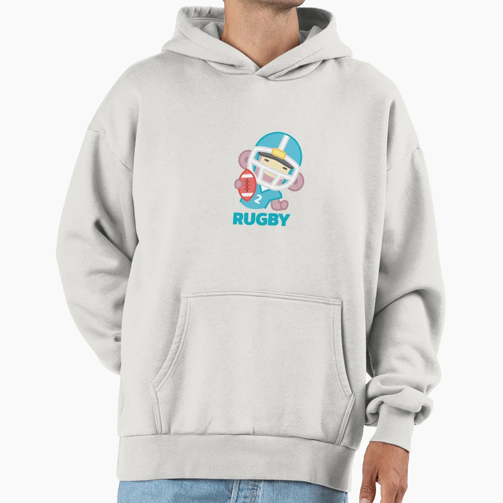 Monkey Rugby Mascot Jersey Number 2 Hoodie - Aesthetic Graphic Men Women - T-Shirt, Sweatshirt, Hoodie