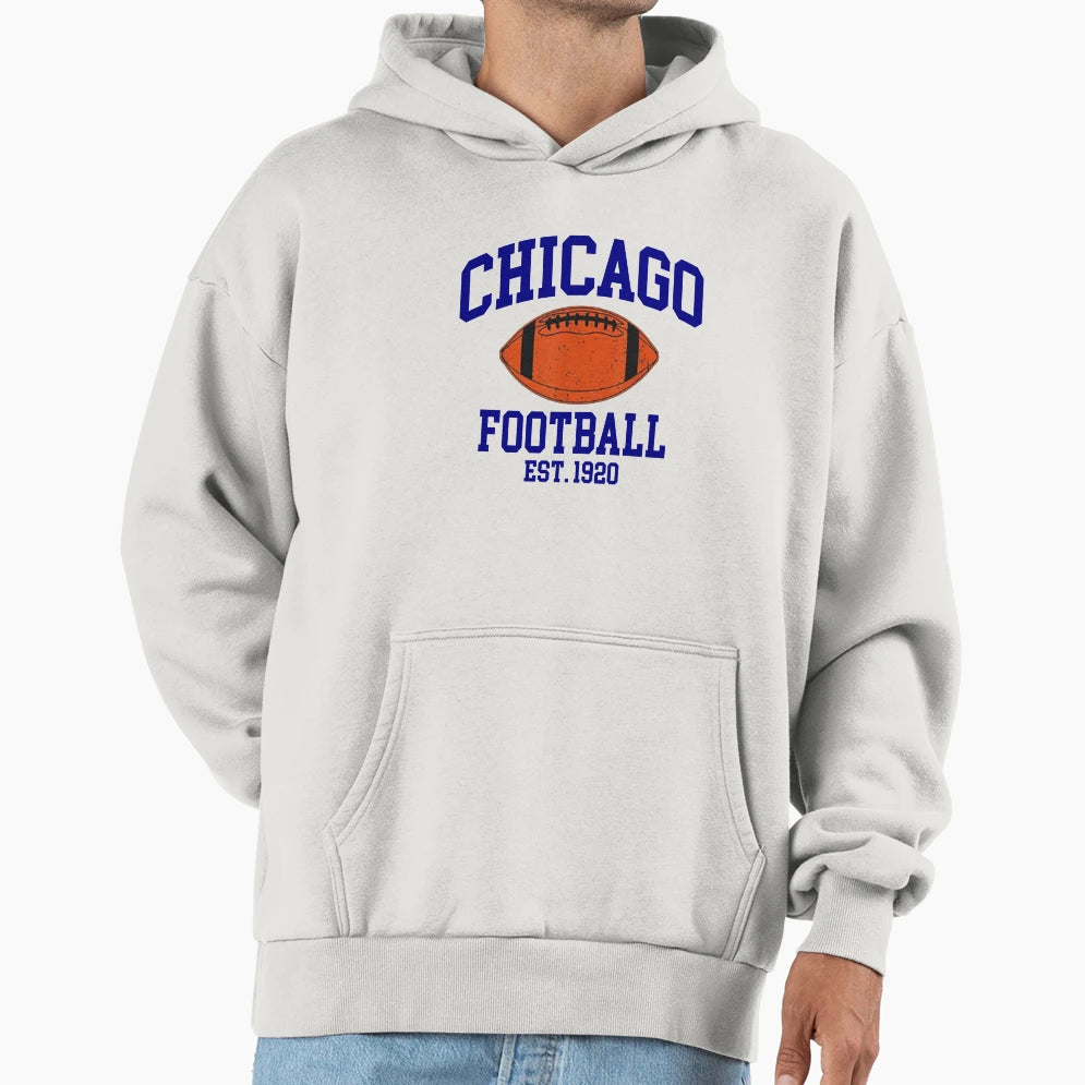 Chicago Football Hoodie - Unique Graphic Men Women - T-Shirt, Sweatshirt, Hoodie