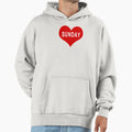 Sunday Red Love Heart Hoodie - Graphic Print Unisex - T-Shirt, Sweatshirt, Hoodie