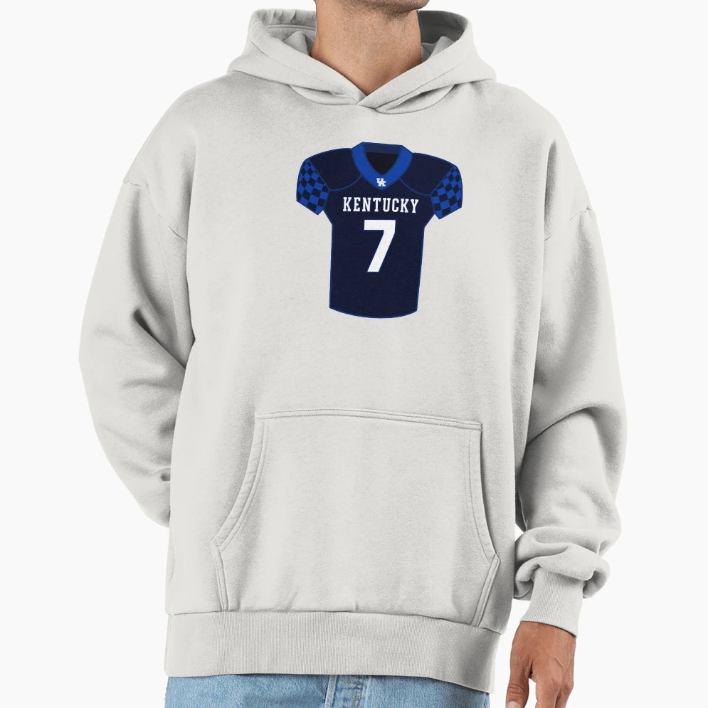 University Kentucky Jersey Uk Football 7 Hoodie - Graphic Print for Adults - T-Shirt, Sweatshirt, Hoodie