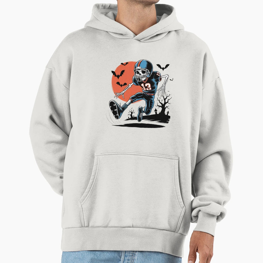American Football Skeleton Halloween Hoodie - Aesthetic Graphic Men Women - T-Shirt, Sweatshirt, Hoodie
