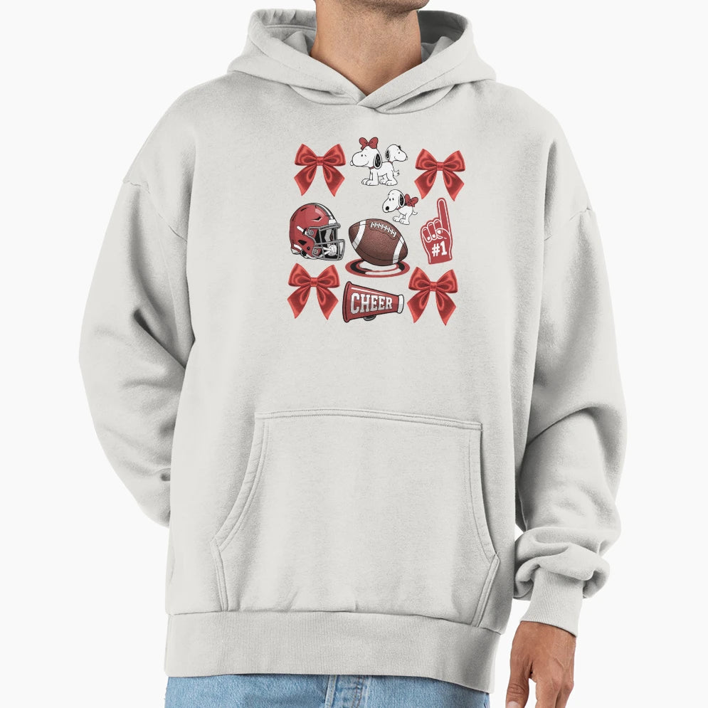 Red Coquette Bow Football Game Day Hoodie - Aesthetic Graphic Men Women - T-Shirt, Sweatshirt, Hoodie