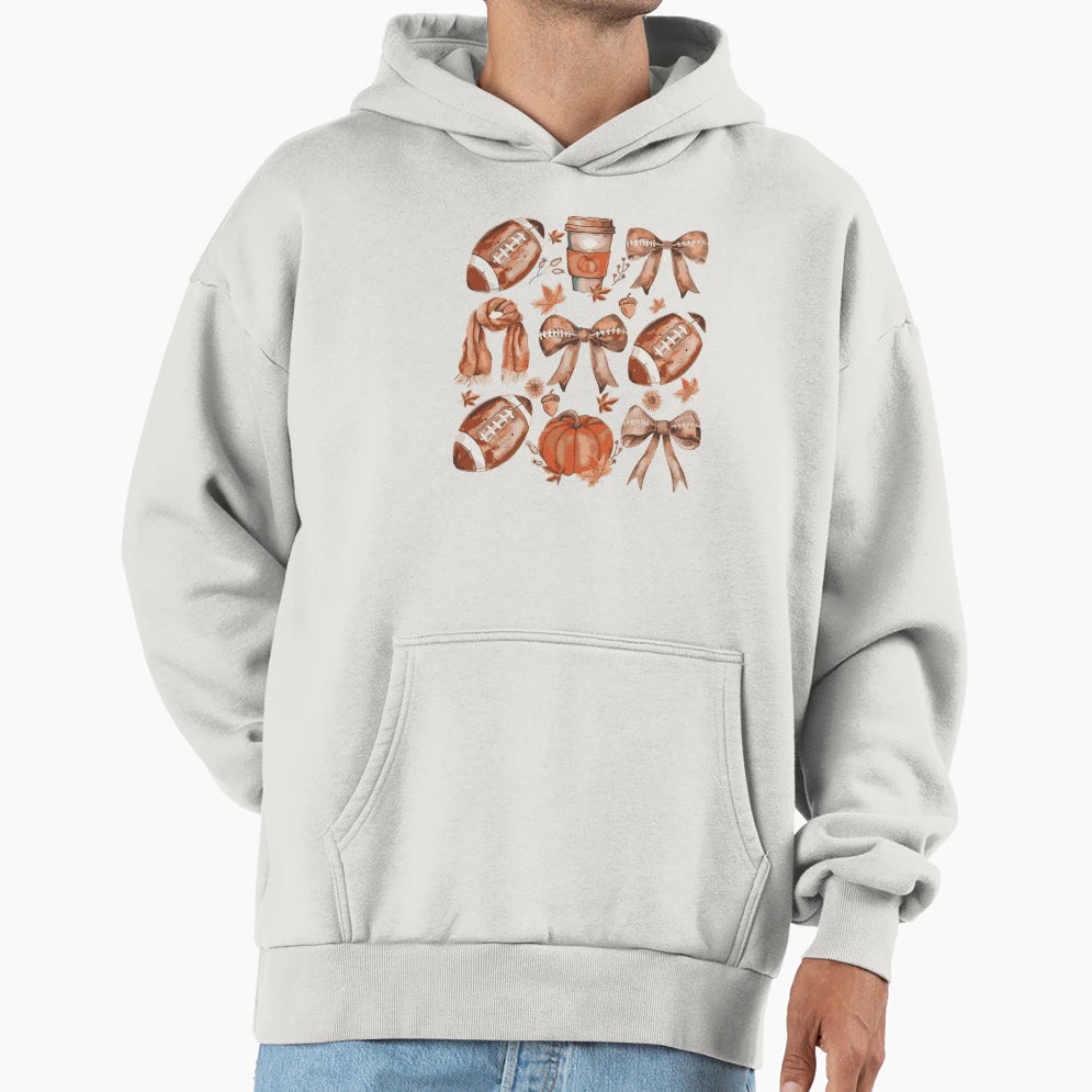 Coquette Fall Vibes Fall Football Fall Hoodie - Streetwear Style Unisex - T-Shirt, Sweatshirt, Hoodie