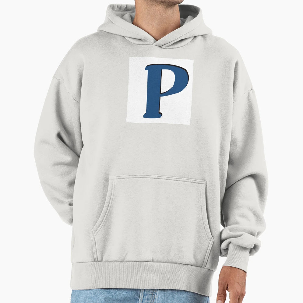 Letter P Blue Initial Monogram Alphabet P Hoodie - Trendy Graphic Unisex - T-Shirt, Sweatshirt, Hoodie