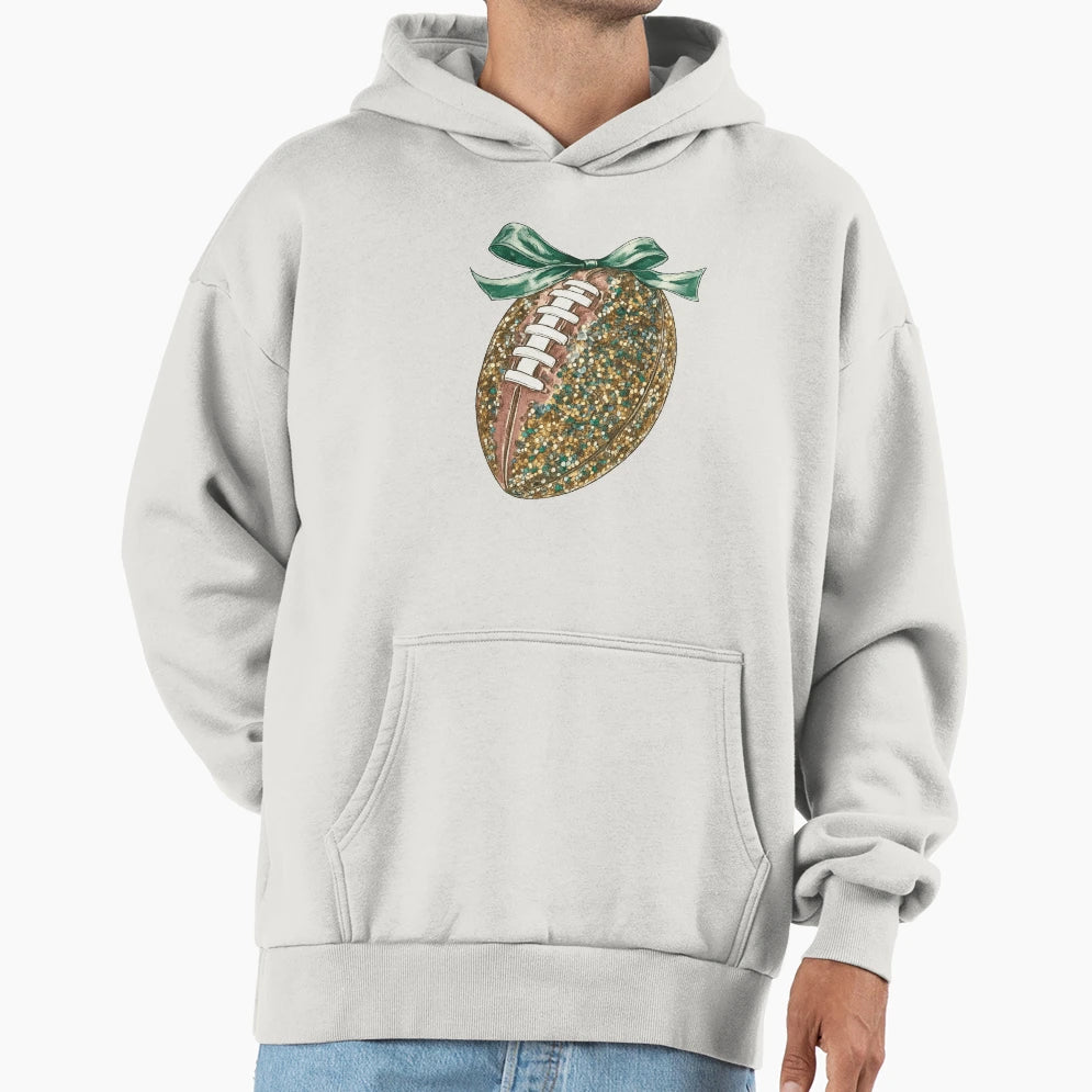 Glitter Football Green Ribbon Hoodie - Custom Art Print for Adults - T-Shirt, Sweatshirt, Hoodie