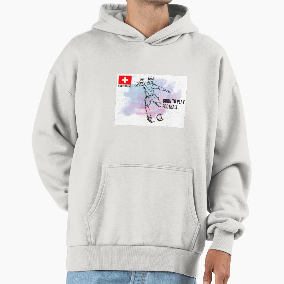 Swiss Football Player Kicking Hoodie - Fun Novelty Design Men Women - T-Shirt, Sweatshirt, Hoodie