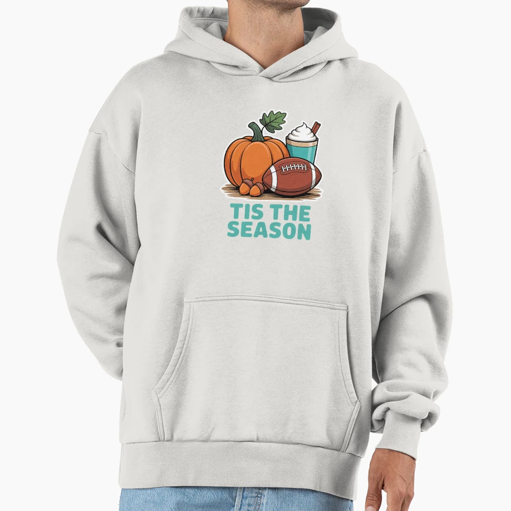 Tis Season Fall Football Pumpkin Spice Hoodie - Novelty Apparel Men Women - T-Shirt, Sweatshirt, Hoodie