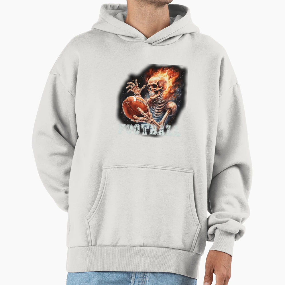 Skeleton Playing American Football Hoodie - Graphic Print Men Women - T-Shirt, Sweatshirt, Hoodie