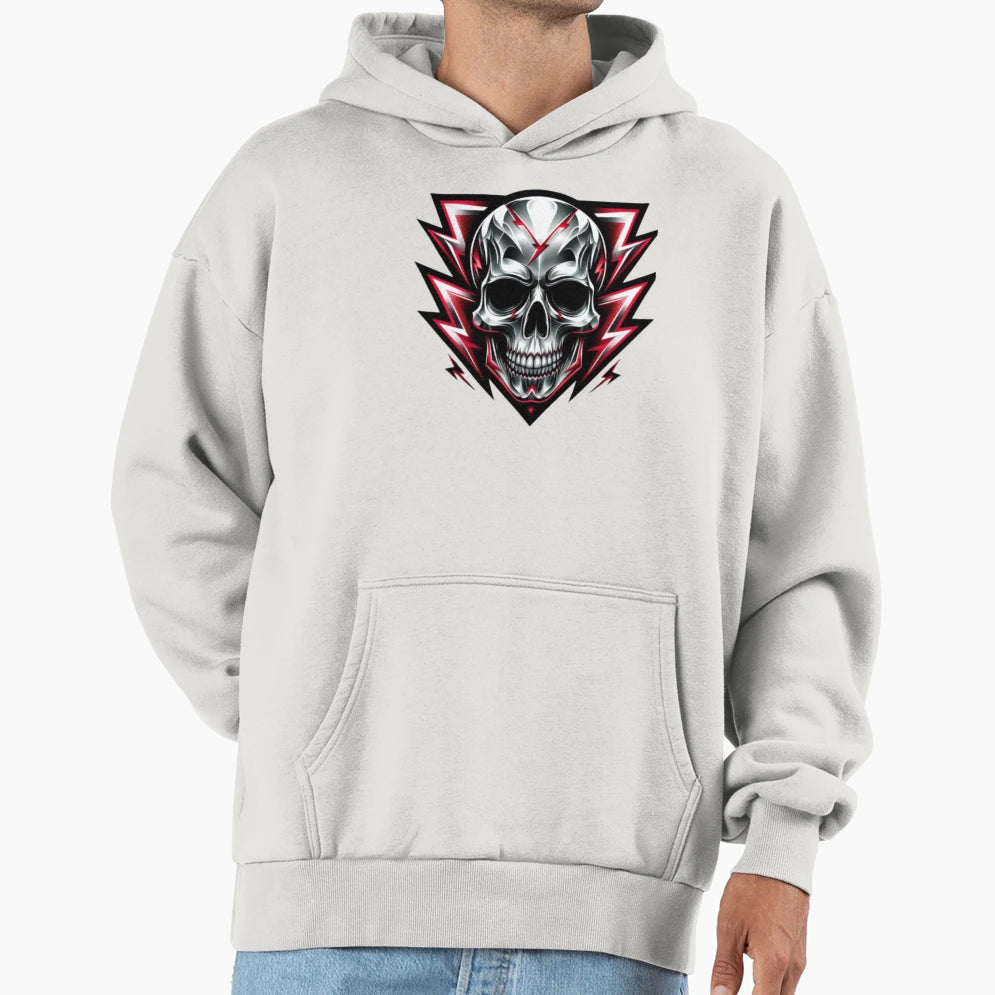 Metal Skull And Lightning Bolts Hoodie - Casual Everyday Wear Unisex - T-Shirt, Sweatshirt, Hoodie