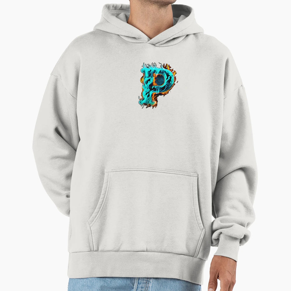Letter B Blue Flames Hoodie - Fun Novelty Design for Adults - T-Shirt, Sweatshirt, Hoodie