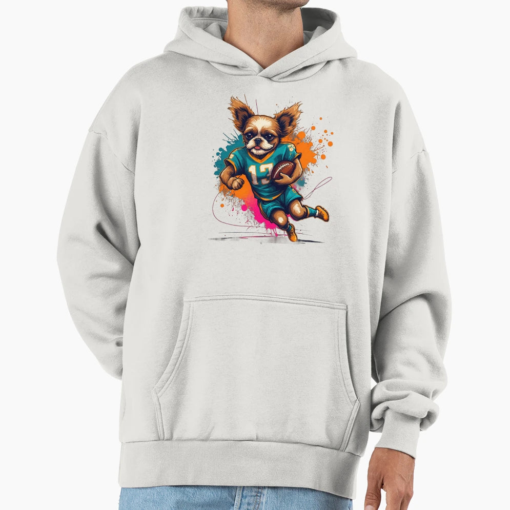 Shih Tzu Dog Playing American Hoodie - Aesthetic Graphic for Adults - T-Shirt, Sweatshirt, Hoodie