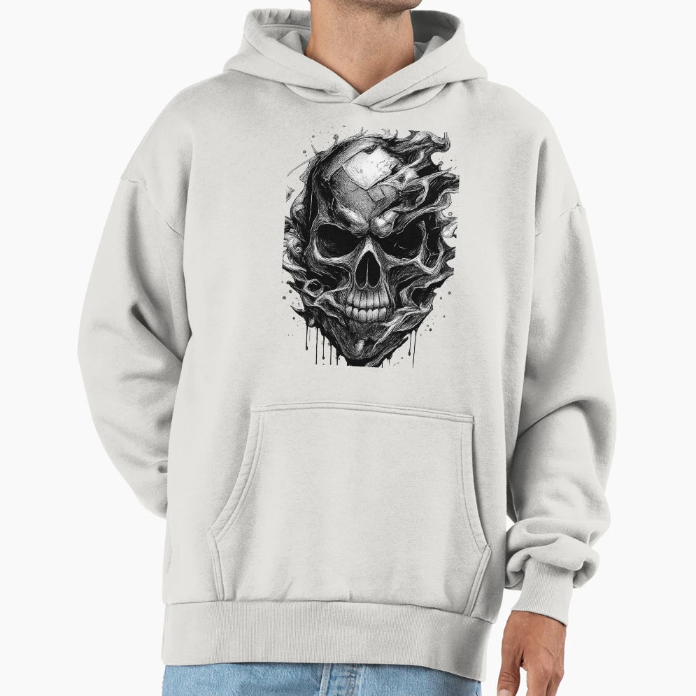 Dark Gothic Skull Illustration Streetwear Hoodie - Streetwear Style Unisex - T-Shirt, Sweatshirt, Hoodie