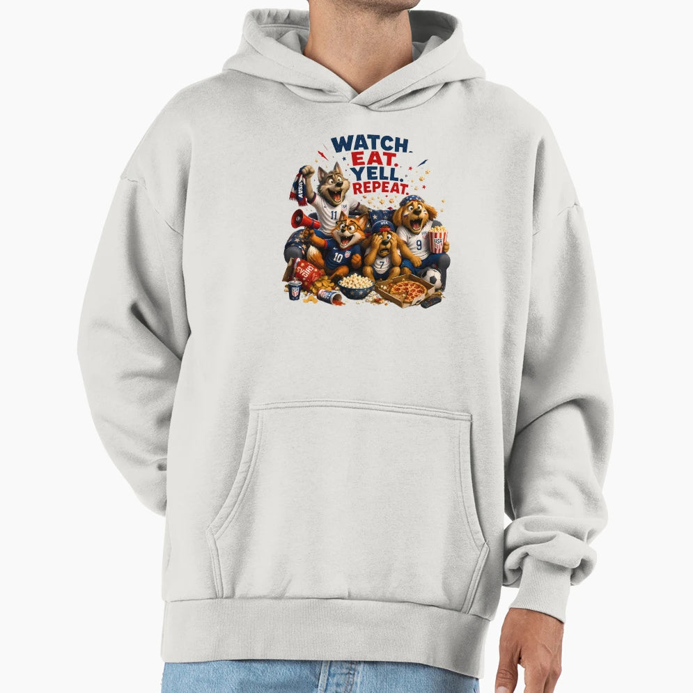 Usa Soccer Watch Party Watch Eat Yell T-Shirt - Graphic Print Men Women - T-Shirt, Sweatshirt, Hoodie