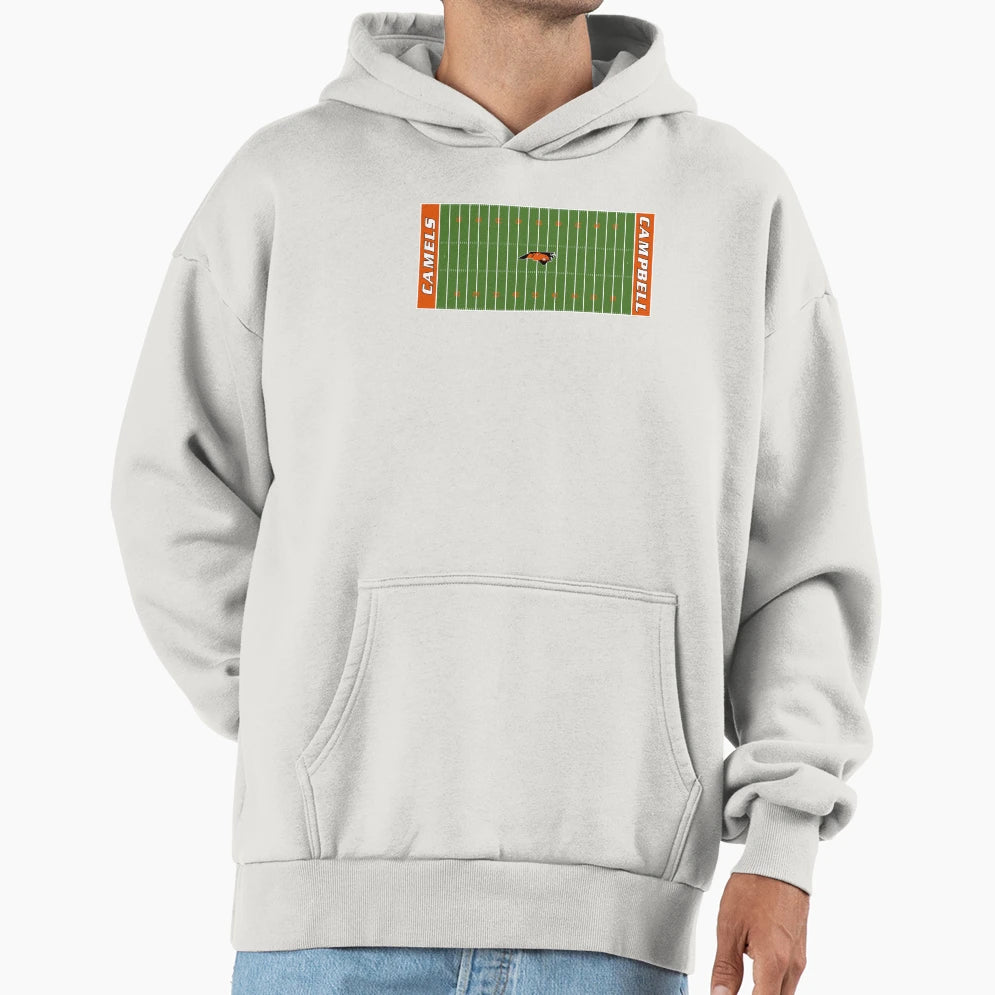 Campbell University Football Field Hoodie - Minimalist Print for Adults - T-Shirt, Sweatshirt, Hoodie
