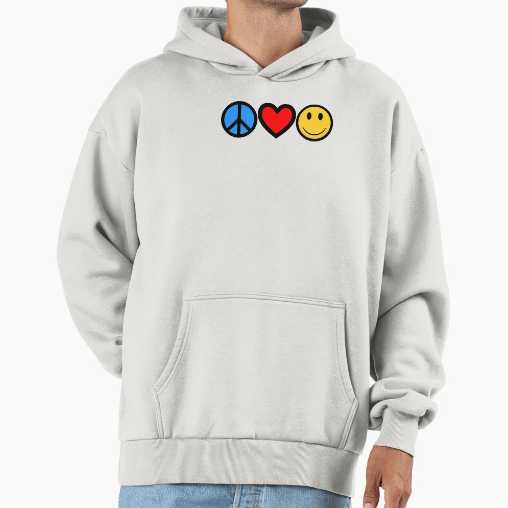 Peace Love Joy Hoodie - Unique Graphic for Adults - T-Shirt, Sweatshirt, Hoodie